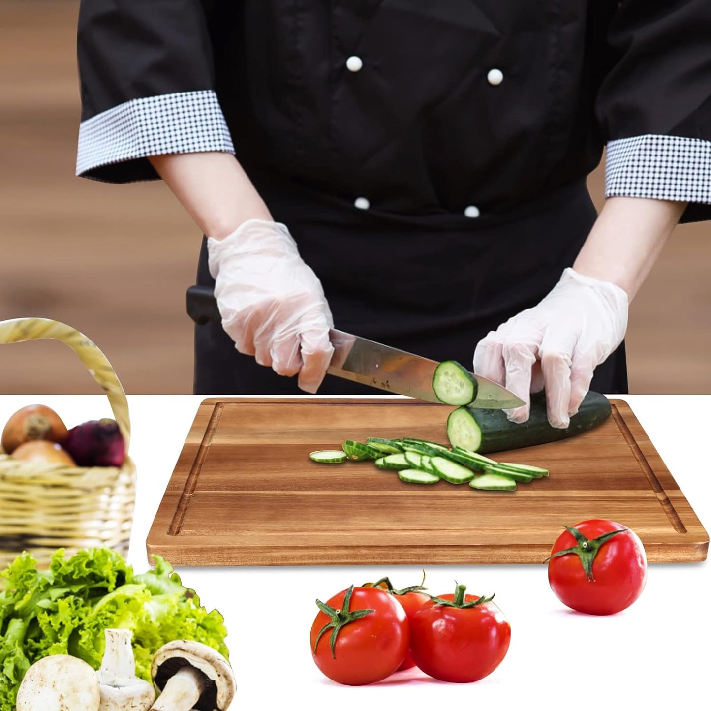 Solid Acacia Wood Cutting Boards for Kitchen Decor Wooden Charcuterie Board Meat Cheese Boards Butcher Block Pizza Bread Serving Board Hardwood Chopping Board Non Toxic Teak Small Cutting Boards