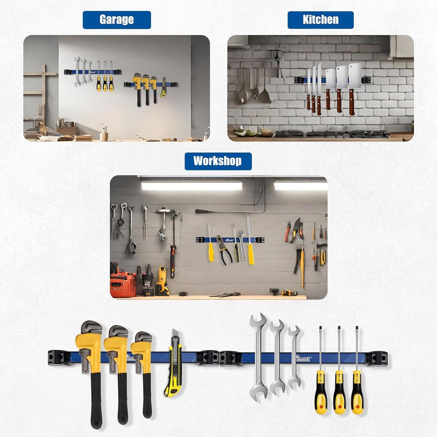 EHOMEA2Z Magnetic Tool Holder (4 Pack) Heavy-Duty Rack, 18 Inch, Wall Mounted, Garage & Shop Organizer, Gifts for Men