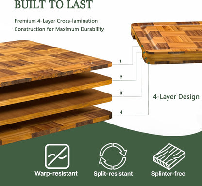 Cutting Boards for Kitchen, Bamboo Cutting Board Set of 3 with Storage Stand, Deep Carbonized Chopping Boards with Deep Juice Grooves and Side Handles for Meat, Vegetables, Fruit and Meal Prep
