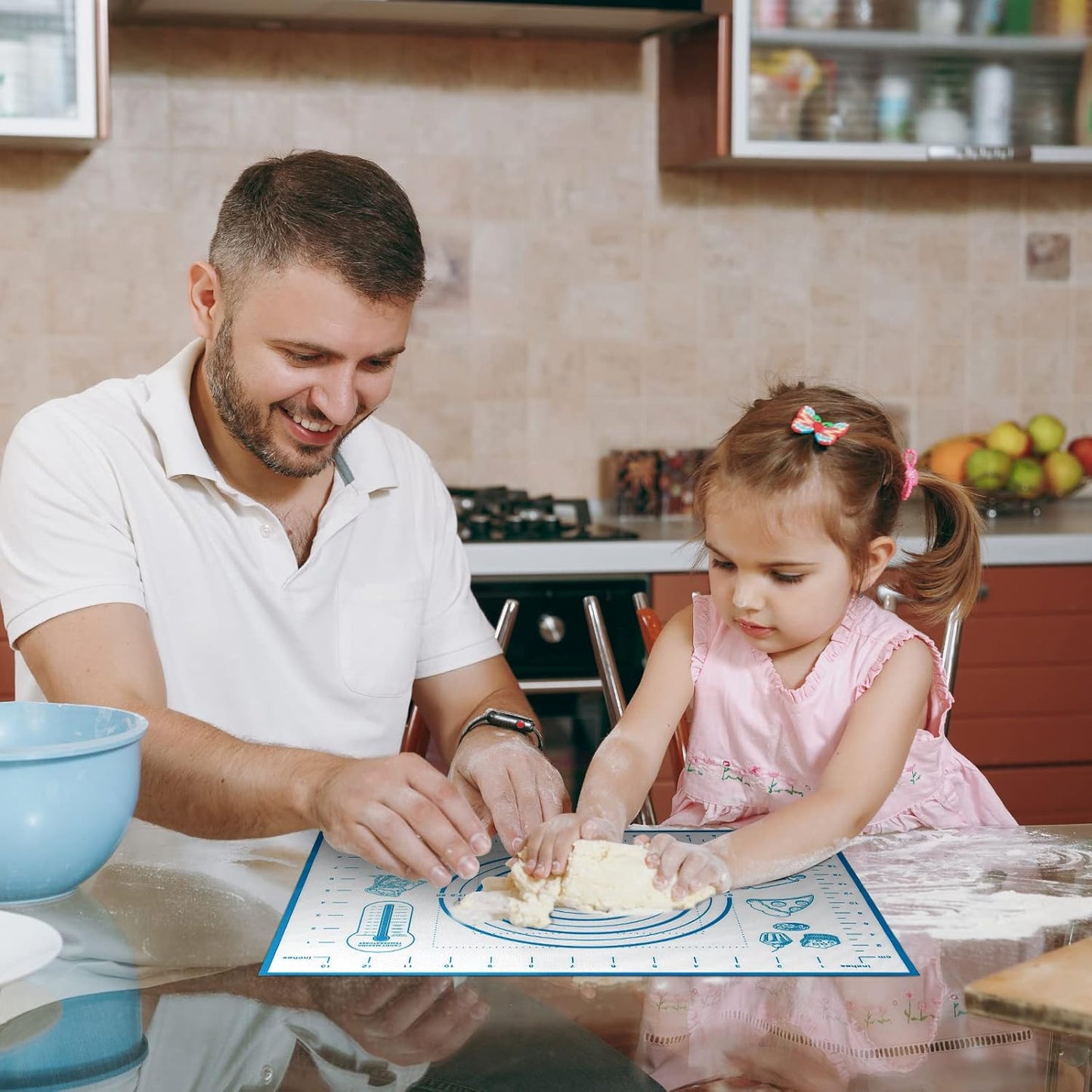 Silicone Pastry Baking Mat Dough - 16x24Inch Large Non Stick Slip Cookie Bread Rolling Mats Sheet, Kitchen Counter Kneading Cooking Board Pad Matt with Measurement for Pie Pizza Cookies Fondant Making