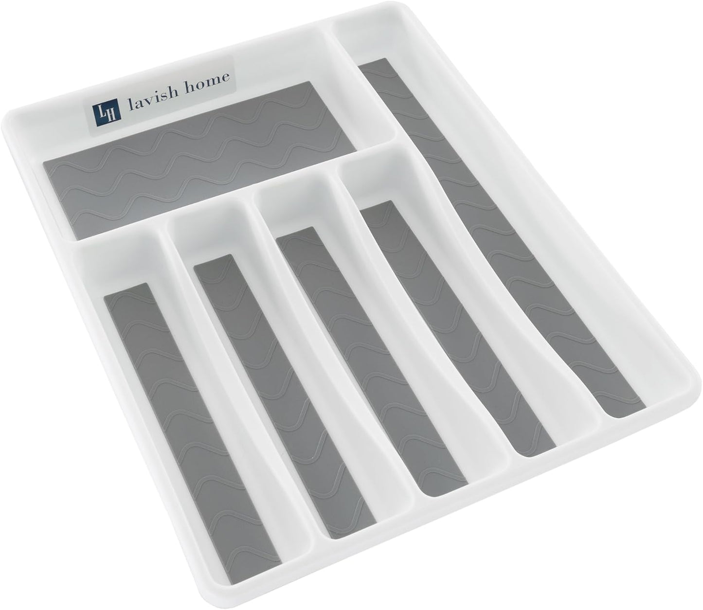 Silverware Drawer Organizer with 6 Sections and Nonslip Tray - For Kitchen Flatware and Cutlery, Office Supplies, and Makeup Products by Lavish Home