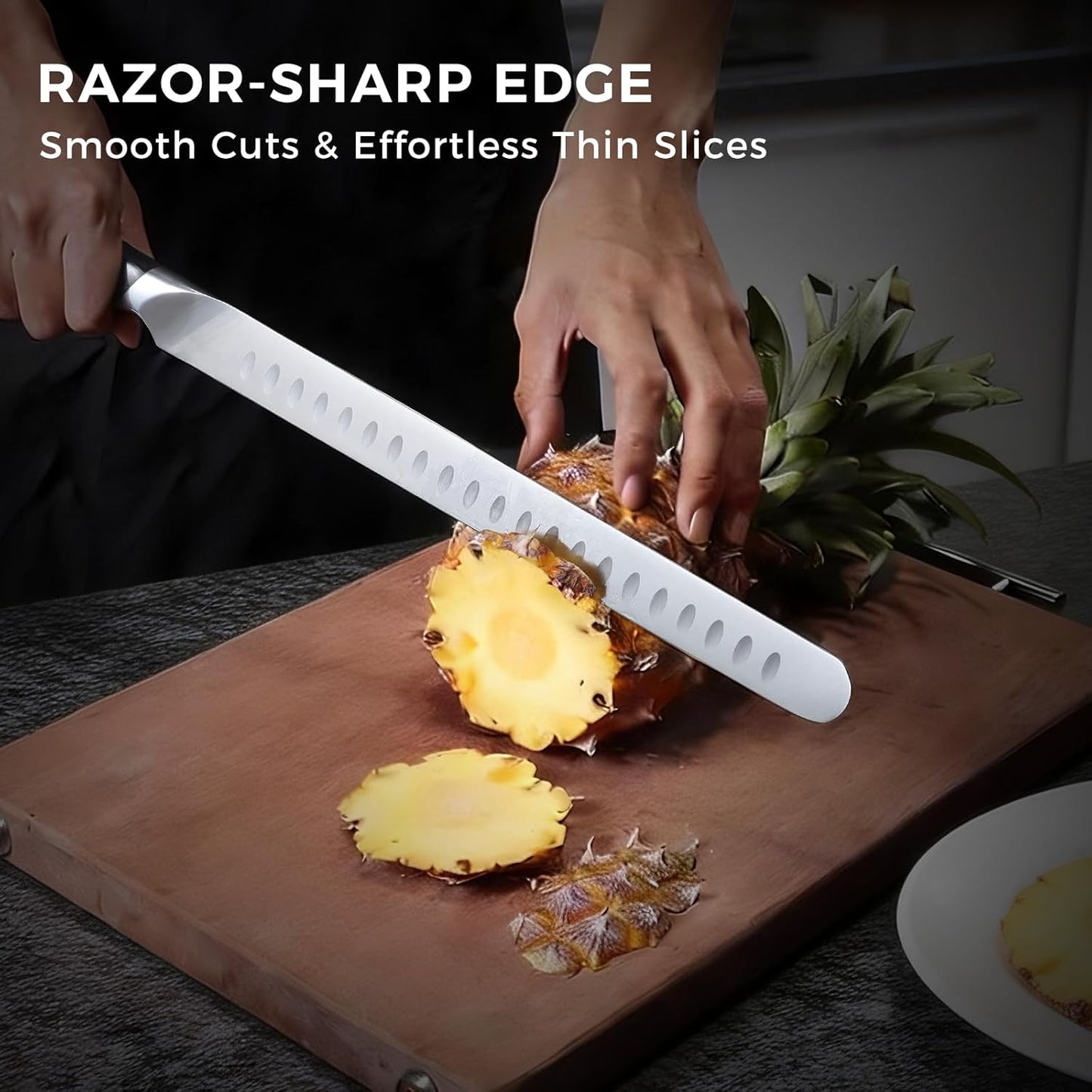 DiiHAUZZ Brisket Knife, 12 Inch Carving Knife for Meat, Razor Sharp High Carbon Steel, Full Tang Ergonomic Pakkawood Handle Slicing Knives for Roast Beef, BBQ, Turkey, Grilling Gift for Men