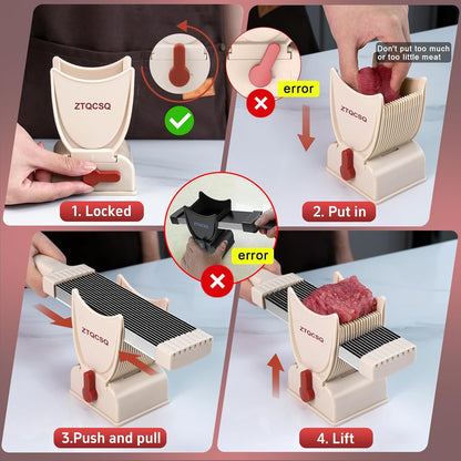 Fresh Meat Slicer Cleaver, Thickness Adjustable 2 or 4 mm, Manual Fresh Meat Cutter, Fresh Meat Slicing Shredding, Fresh Beef Pork Mutton for Home Cooking BBQ Hot Pot Meat Slicer, Meat Cleavers