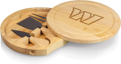 Picnic TIME NFL Brie Cheese Board and Knife Set - Charcuterie Board Set - Wood Cutting Board - Colors A