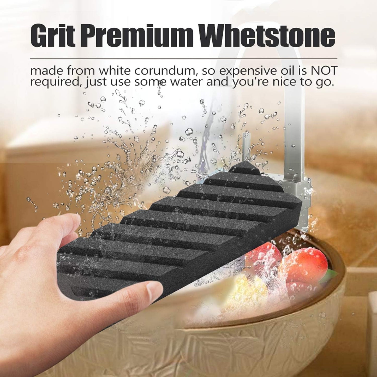 Flattening Stone with Grooves and Grit Grooves for Re Levelling Any Whet stones, Oil Stones, Waterstones (7.1x2.4x1in)