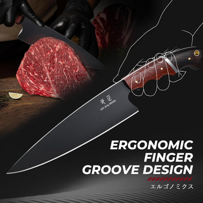 DRGSKL Boning Knife 7 inch - Brisket Trimming Knives for Meat Cutting, Black Butcher Slicing Knives with Full Tang Handle, Kitchen Fillet Knife for Birthday Dad Mom Gift