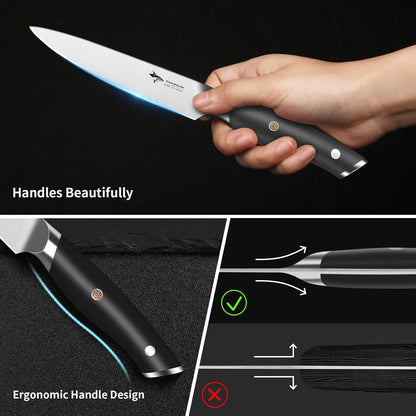 MAD SHARK 3.5 inch Paring Knife, Small Kitchen Knives Ergonomic Handle, Ultra Sharp Fruit Knife for Fruits,Vegetables, Forged Synergy by German Stainless Steel
