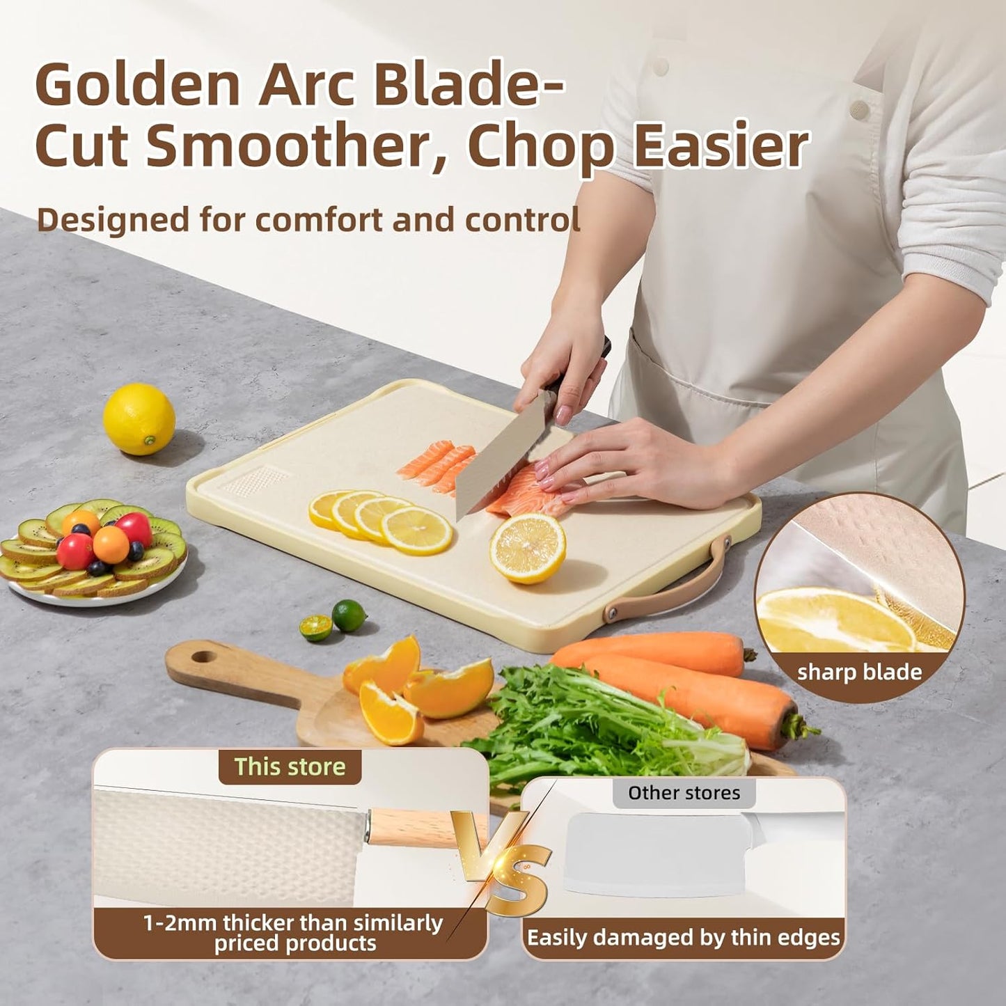 Kitchen Knife Set with Block, 7-Piece Kitchen Knife Set for Chef with Universal Knife Block, Anti-Rust Kitchen Knife Block Set, Ergonomic Design