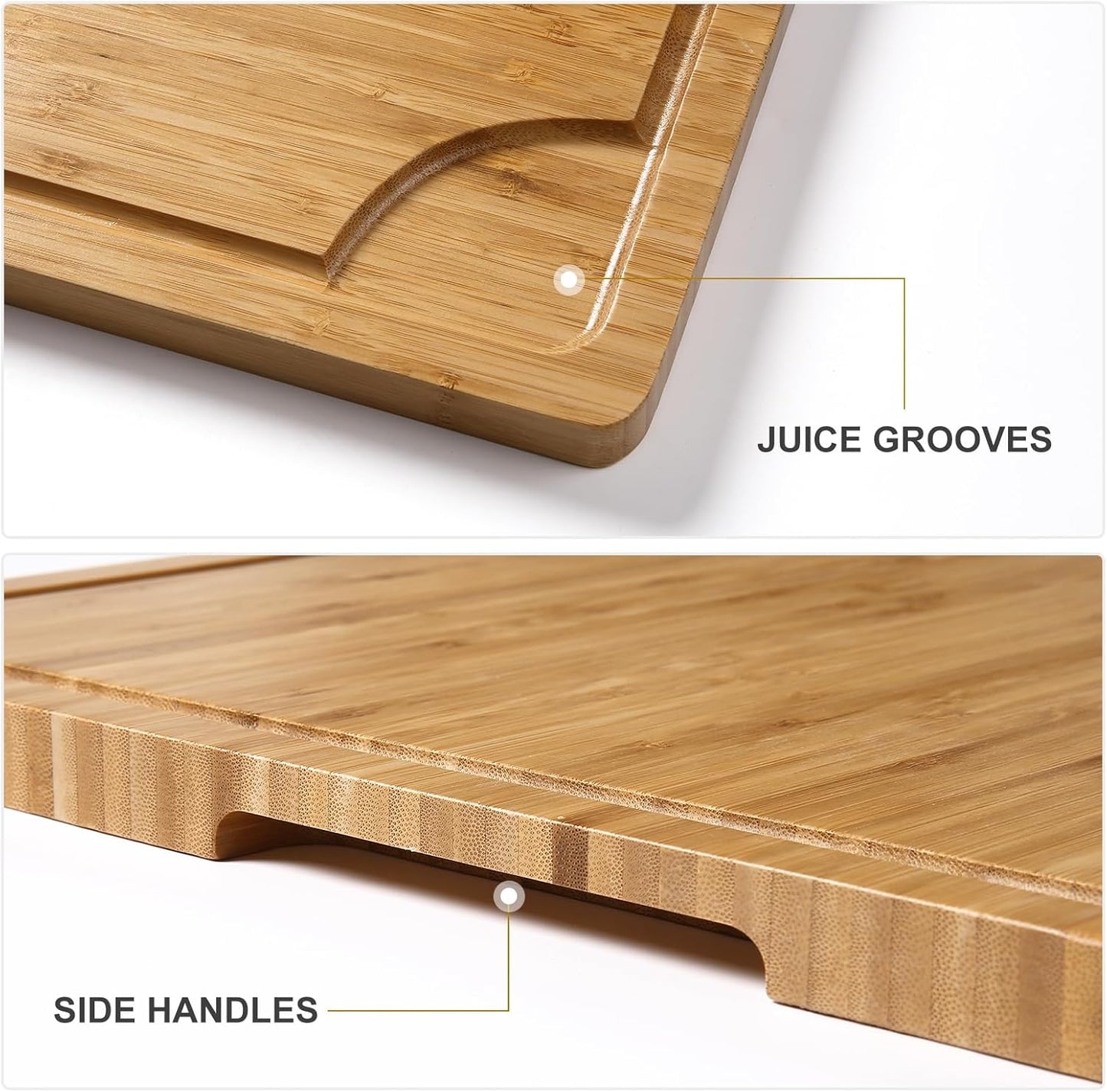 GAOMON 20 x 15 In Extra Large Acacia Wood Cutting Board, 1.5" Thick Kitchen Cutting Boards with Handle & Juice Groove, Butcher Block, Wooden Carving Board for Meat and Chopping Vegetables