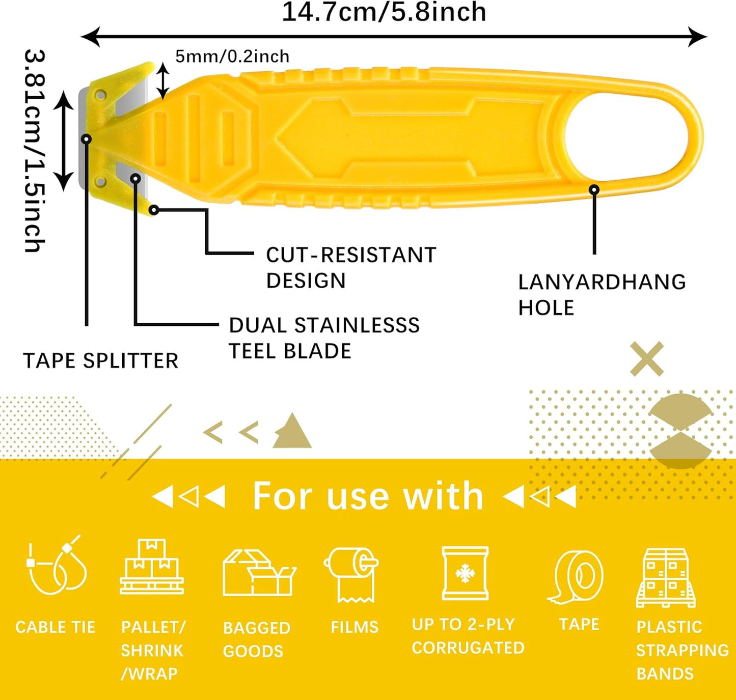 Therwen 30 Pcs Safety Box Cutter Knife of Stainless Steel Concealed Blade Package Opener with Tape Splitter for Carton Cardboard Wrap Letter Work Bag Straps Film Utility Tool (Black)