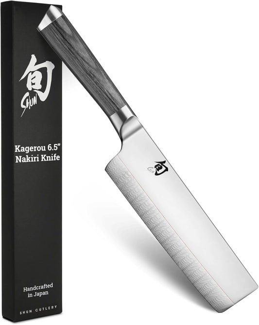 Shun Cutlery Kagerou Nakiri Knife 6.5 Inch, Ideal Sharp Chopping Knife for Vegetables and All-Purpose Chef Knife, Professional Nakiri Knife, Handcrafted Japanese Kitchen Knife