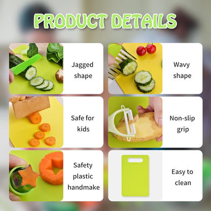 Hilsoeet 26PCS Kids Knives for Real Cooking, Wooden Kids Kitchen Knife Set Include 4 Serrated Edges Plastic Toddler Knives, Cutting Board, Y Peeler, Egg Beater, Toddler Food Picks and Cream Scraper