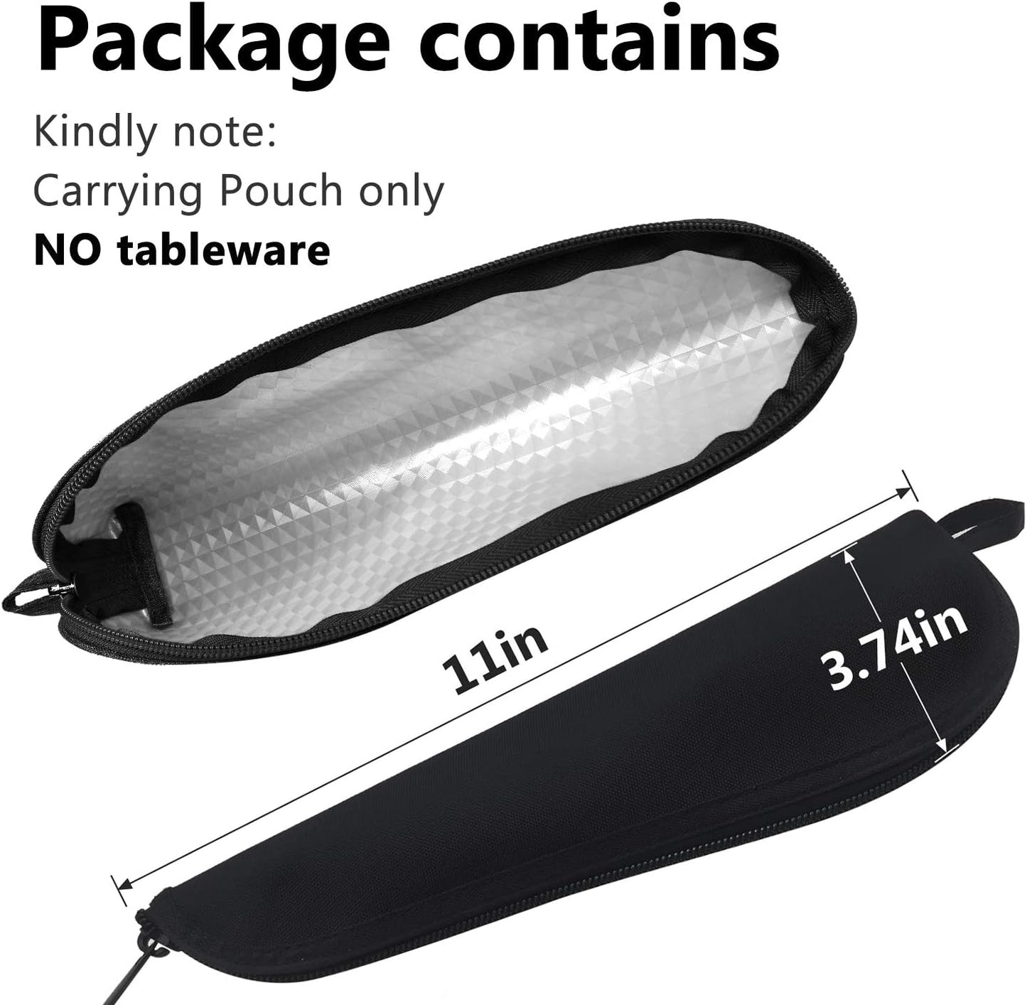 Travel Utensil Sets Carrying Case 2-pack Portable Cutlery Set Bag Reusable Silverware Set Stainless Steel Straws Pouch Chopsticks Knife Fork and Spoon Holder for Bento Lunch Box Black&Grey, Aosbos