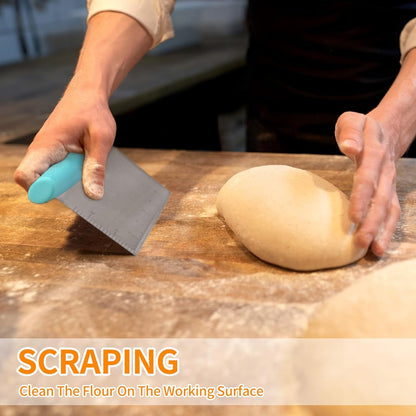 ALLTOP Bench Scraper & Chopper - Baking Essentials,Stainless Steel Blade Knife,Ideal Kitchen Tool for Home Baking and Meal Prep, Bread Making, Pasta,Pastry,Dough and Cake - Set of 2 Pack