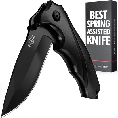 Pocket Knife for Men - Tactical Gear with Glass Breaker and Pocket Clip - Sharp Folding Knives for EDC, Outdoor Cooking, Cutting Cake - Kitchen Utensils & Gadgets - Gifts for Husband, Dad 6495 B