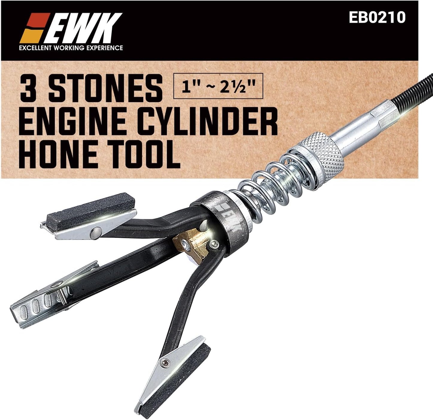EWK 2" to 7" 3 Stones Engine Cylinder Hone Tool Adjustable Cylinder Deglazer Piston Honer 220 Grit