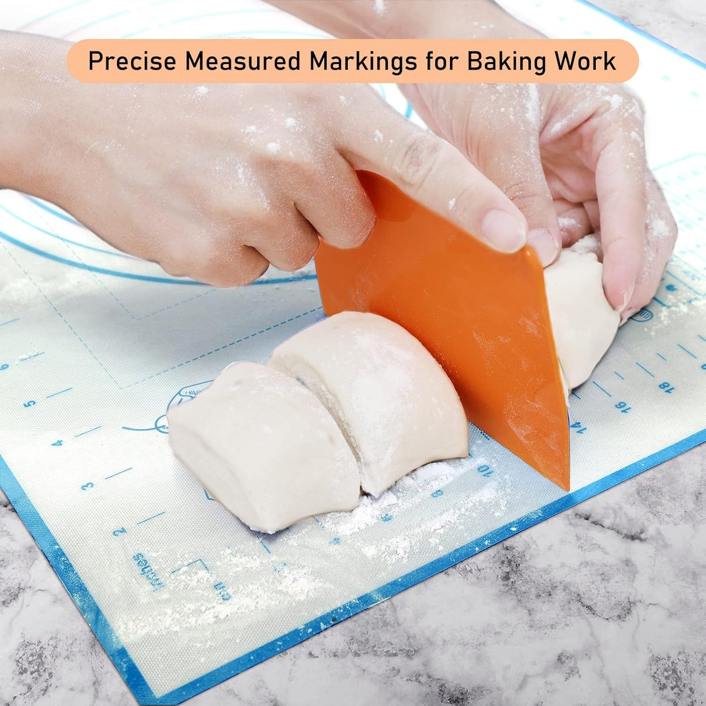 Silicone Pastry Baking Mat Dough - 16x24Inch Large Non Stick Slip Cookie Bread Rolling Mats Sheet, Kitchen Counter Kneading Cooking Board Pad Matt with Measurement for Pie Pizza Cookies Fondant Making