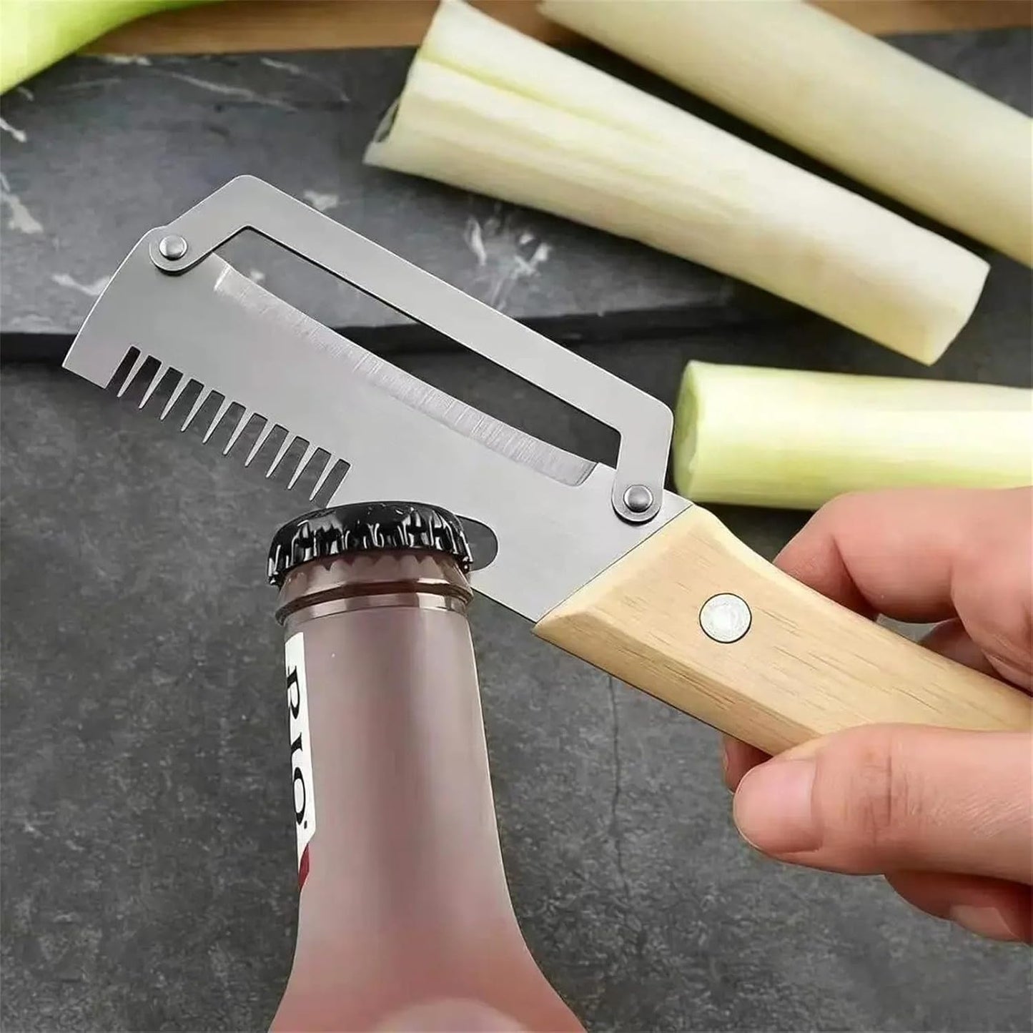 Elite Peeler, Gourmet Knives and Cutlery Set, 2-Pack Multi-functional Vegetable Peeler for Kitchen, 2.5 Mm Stainless Steel Peeler, 3-in-1 Scallion Shredder & Peeler-Stainless Steel, Multi-tool
