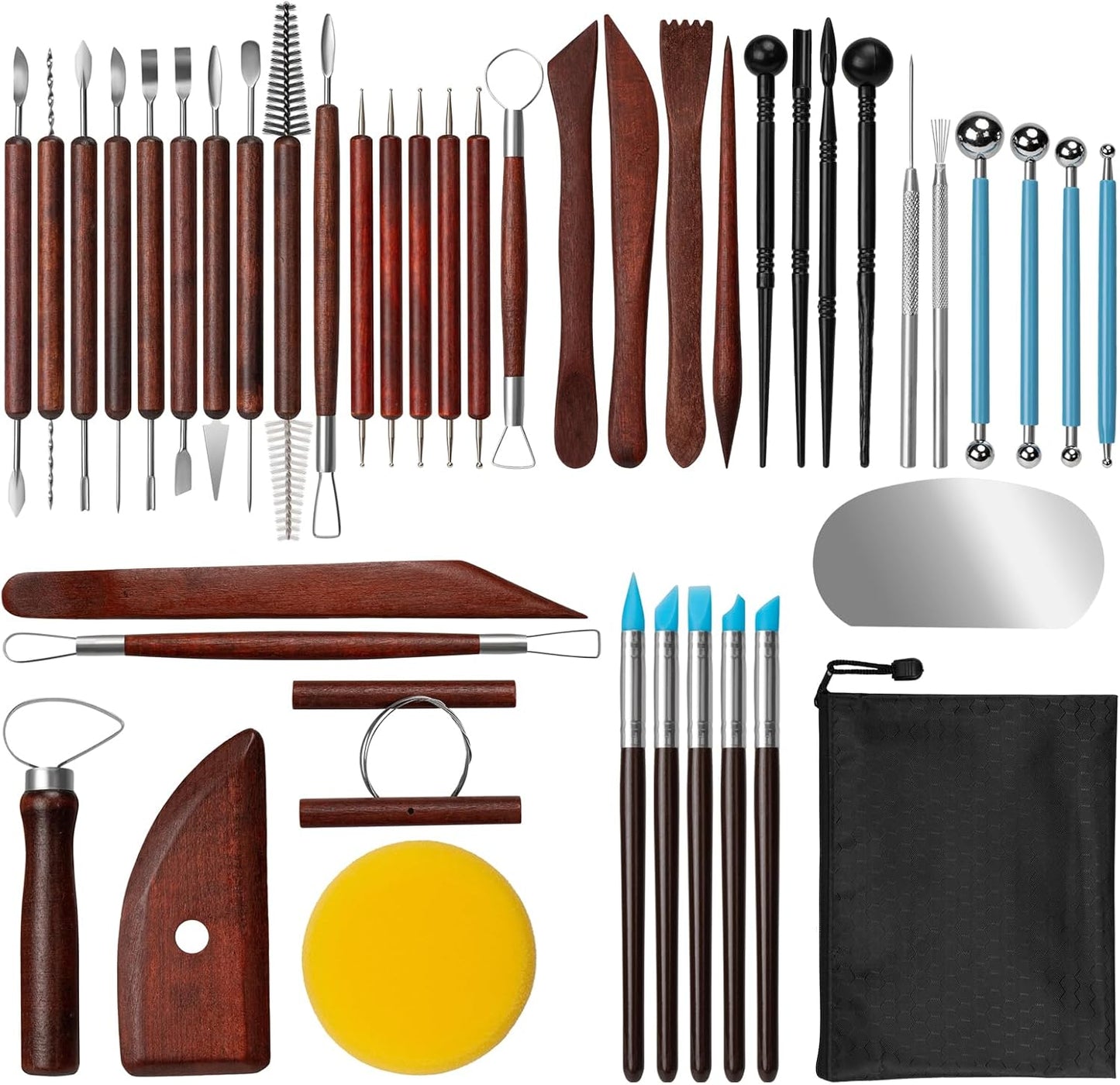 Amrules Clay Tools Kit, 12 PCS Polymer Clay Cutter Tools, Rectangle Shape Acrylic Press Board and Roller Pin Supplies Suitable for Shaping, Carving, Pottery Craft and DIY Projects