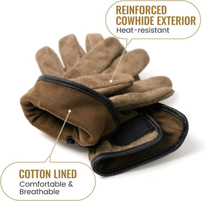 ONETIGRIS Welding Gloves,Fireproof Leather Work Gloves for Men/Women - Forge, BBQ, Camping, Wood Stove,Heat-Resistant Cowhide, Comfort Lined