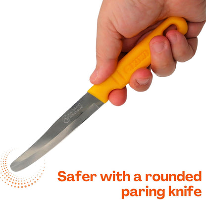 Round Tip Knife, Blunt Knife, Rounded Tip Knives for Cutting Fruit and Vegetable, Smooth Sharp Blade, Safety Knifes (Yellow)