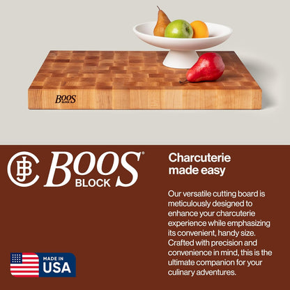 John Boos CCB Series Rectangular Wooden Maple Cutting Board 20”x15” – 2.25” Thick, 21-lb Reversible Butcher Block with End-Grain & Finger Grips – Made in the USA