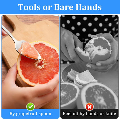 5Pcs Grapefruit Spoons & Knife Set, 4 Stainless Steel Grapefruit Spoon and 1 Grapefruit knife, Utensils With Serrated Edge & Thick Gauge Handle for Kiwi, Dessert, Apple, Citrus Fruit, Non-Stick