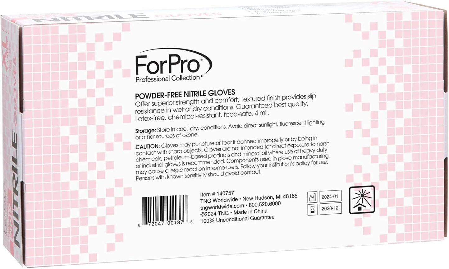 ForPro Disposable Nitrile Gloves, Chemical Resistant, Powder-Free, Latex-Free, Non-Sterile, Food Safe, 4 Mil