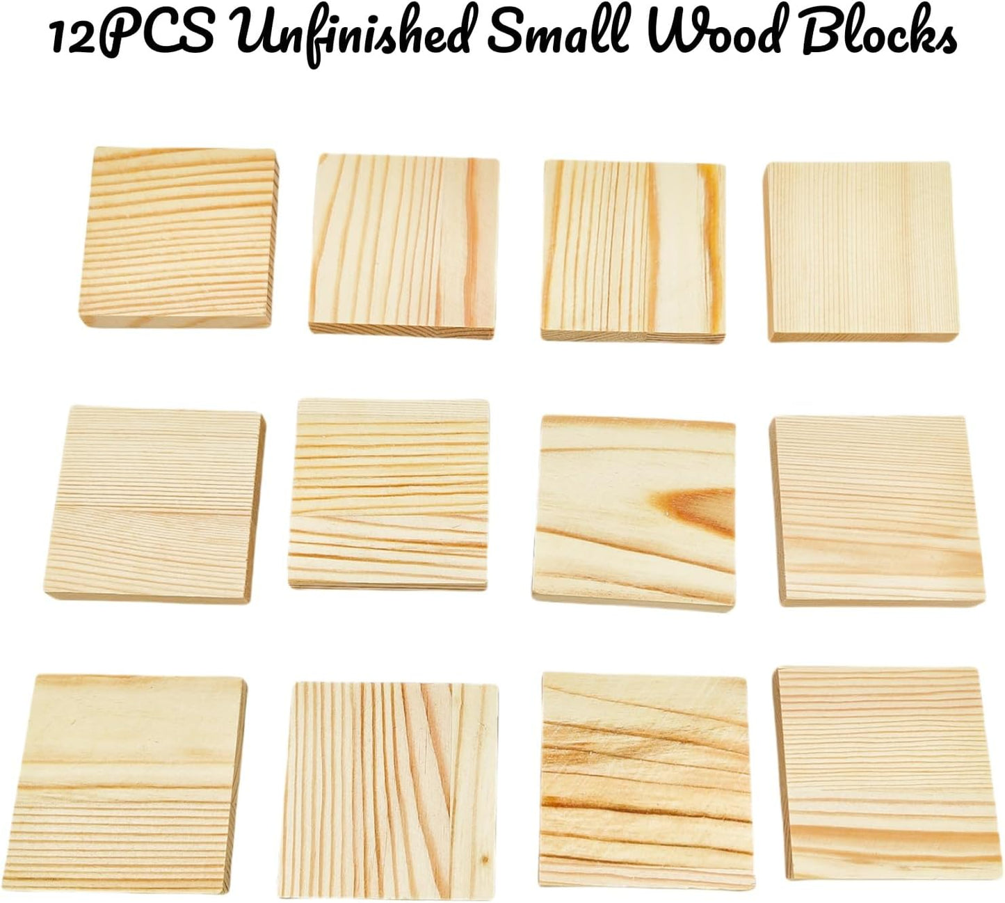 6PCS Unfinished Wood Square Blocks for Crafts, 6x6x1in Blank Wooden Squares Pine Wood Boards for Carving,DIY Wood Coasters,Painting & Burning