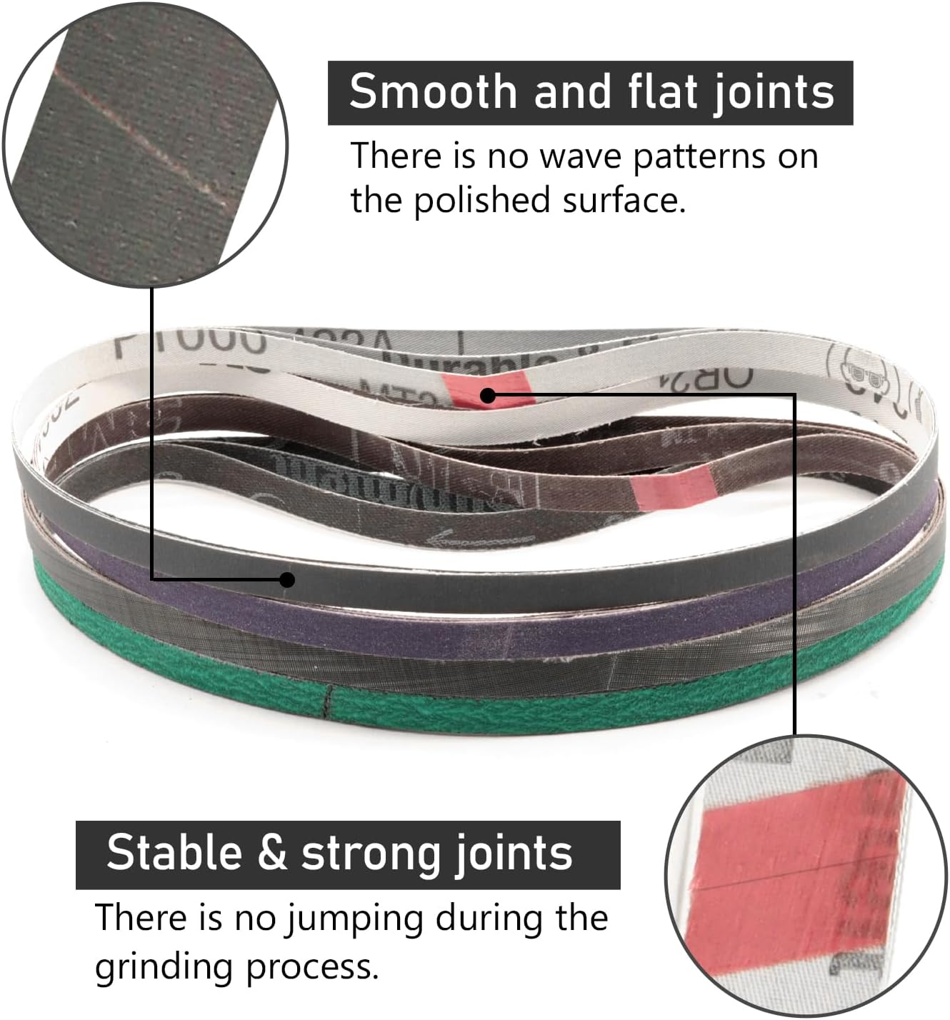 1 x 18 Inch Sanding Belts,Knife Sharpening Belt Kit Fits Work Sharp Blade Grinder Attachment of Ken Onion Edition Knife & Tool Sharpener,2 PCS Each of 120, 240, 400, 600,1000 2500 Grits,12-Pack