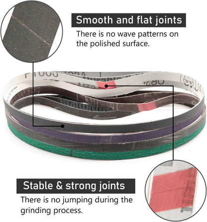 1 x 18 Inch Sanding Belts,Knife Sharpening Belt Kit Fits Work Sharp Blade Grinder Attachment of Ken Onion Edition Knife & Tool Sharpener,2 PCS Each of 120, 240, 400, 600,1000 2500 Grits,12-Pack