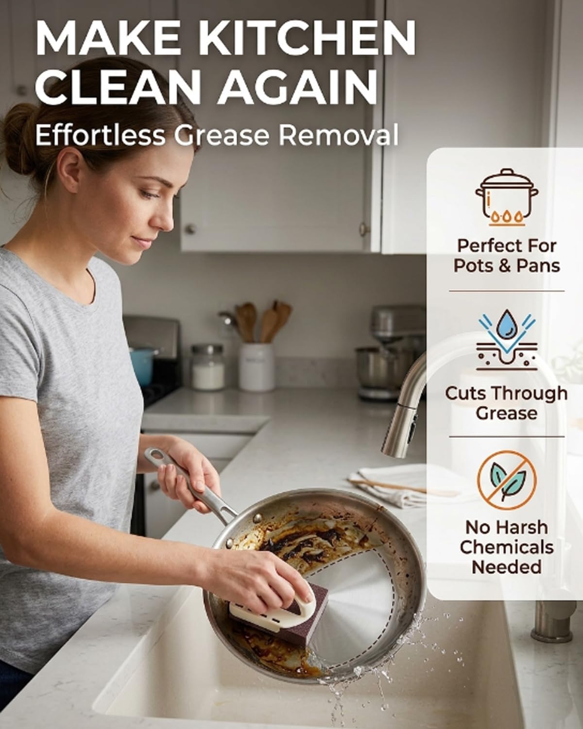 Magic Cleaning Sponge for Pots and Pans Emery Rust Eraser Nano Carborundum Scrubber Pad Kitchen Remover Brush Stainless Steel Household Bathroom Shower Supplies Bottom Stubborn Grease Wipe