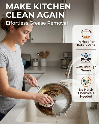 Magic Cleaning Sponge for Pots and Pans Emery Rust Eraser Nano Carborundum Scrubber Pad Kitchen Remover Brush Stainless Steel Household Bathroom Shower Supplies Bottom Stubborn Grease Wipe