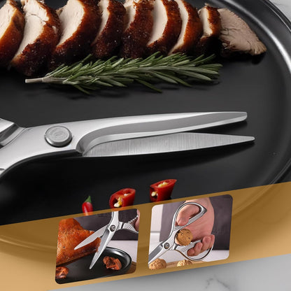 Kitchen Scissors Heavy-Duty Forged in One Piece From 4cr14 Stainless Steel – Ultra-Sharp Multi-Function with Bottle Opener & Nut Cracker, 8.5 Inch