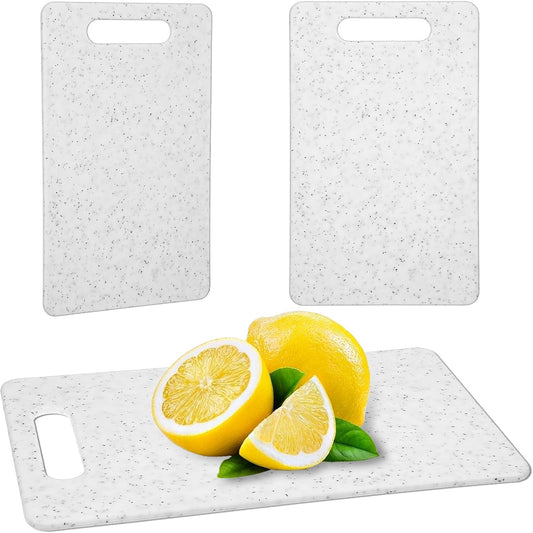 2Pcs Mini Cutting Board for Kitchen, Plastic Cutting Board Set, Dishwasher Safe Cuttings Boards with Handles, Small Chopping Boards for Camping Fruits Vegetable and Food Preparation (6" x 10" White)