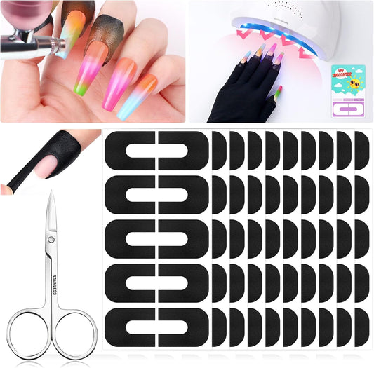 Saviland 100PCS Nail Polish Protector for Fingers: 99.99%+ U V Protection Cuticle Protector for Nails Painting U-Shaped Nail Protectors Peel Off Tip Tape for French Tip Stamp Nails Art