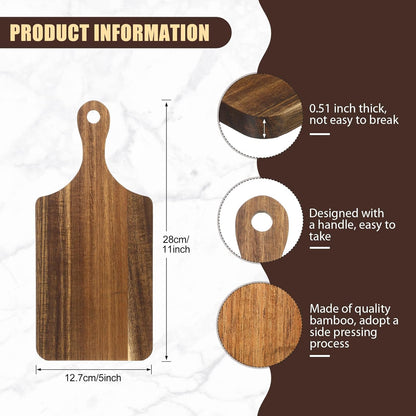 Didaey 6 Pcs Cutting Board Bulk Kitchen Thicken Chopping Platter with Handles Wooden Charcuterie Serving Trays Blank Wood Boards for Engraving Wedding Housewarming(Acacia Wood,11 x 5 Inch)