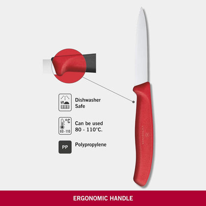 "Victorinox VIC-6.7631 Swiss Classic Paring 3¼"" Serrated Spear Point Blade 5/8"" width at handle Red", multicolor, m