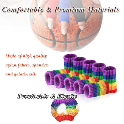 Finger Sleeves Protectors, 10Pcs Sport Finger Sleeves Elastic Thumb Brace Support for Basketball Golf Premium Fingers Sleeve for Arthritis Perfect for Relieving Pain (10PCS black set)