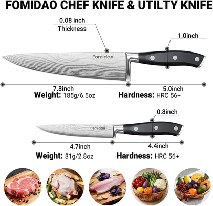 Santoku Knife 7 Inch, Razor Sharp Santoku Knife Set, High Carbon Steel Japanese Chef Knife, Professional Kitchen Knife Set with Full Tang Handle Design for Home Kitchen Coooking