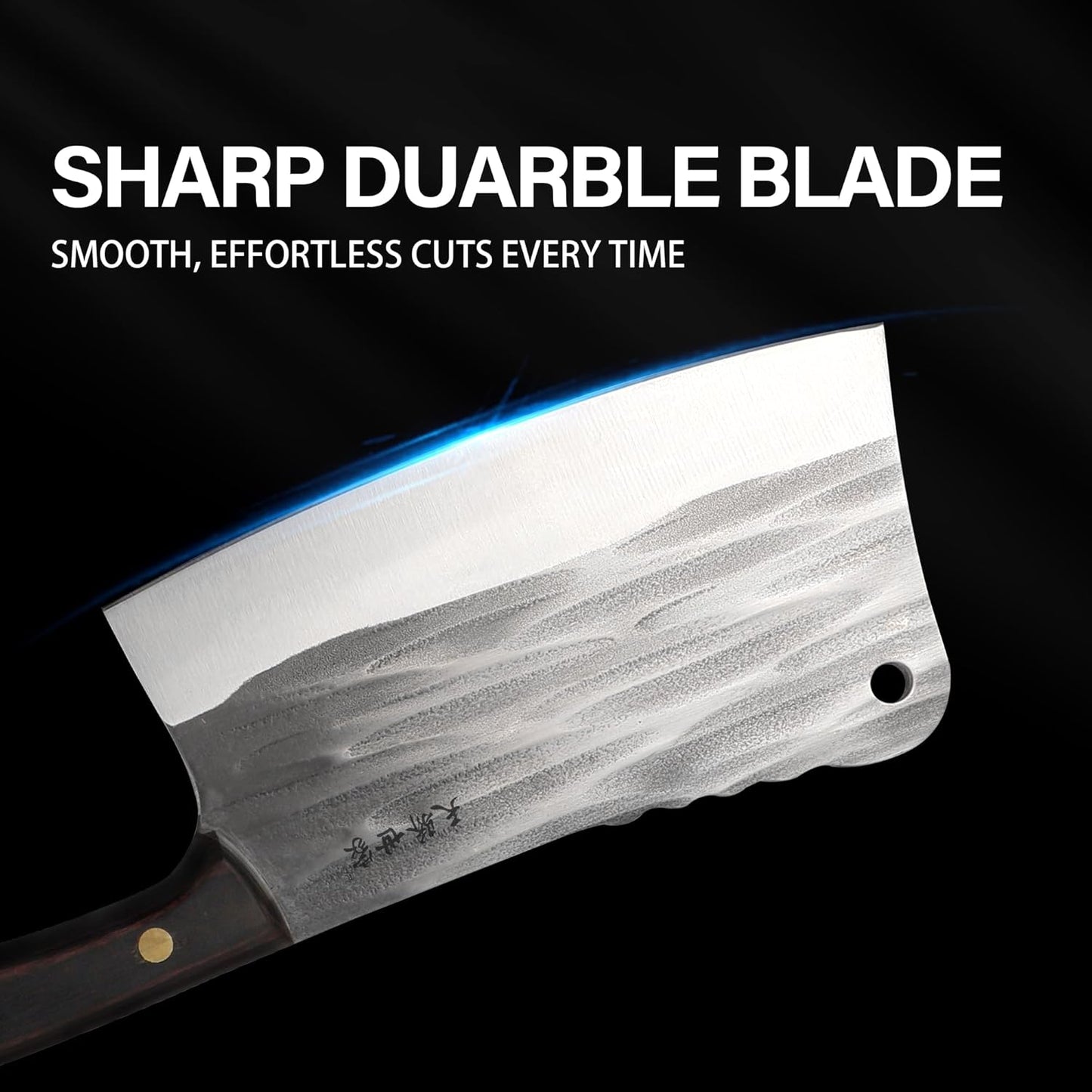 Meat Cleaver Knife 7.4 Inch, Ultra Sharp Chinese Chef's Knives, Full-tang Chopping Knife, 30Cr13 Steel Blade Thickness 2.5 mm, TJ SEGA Series TC1707