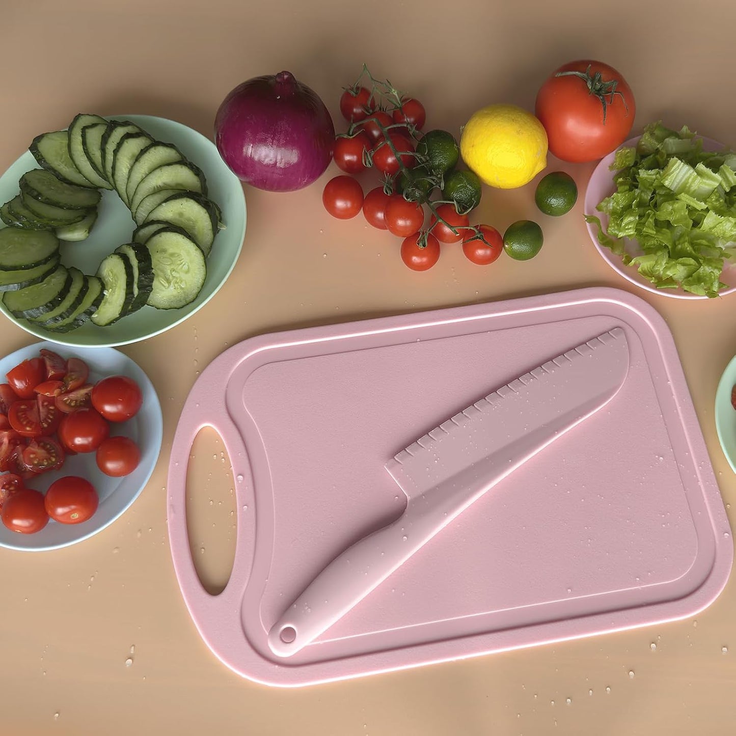 Lettuce Knife, 11 inch Nylon knife, Plastic Lettuce Knife to Prevent Browning, Dishwasher Safe (1, Blue)