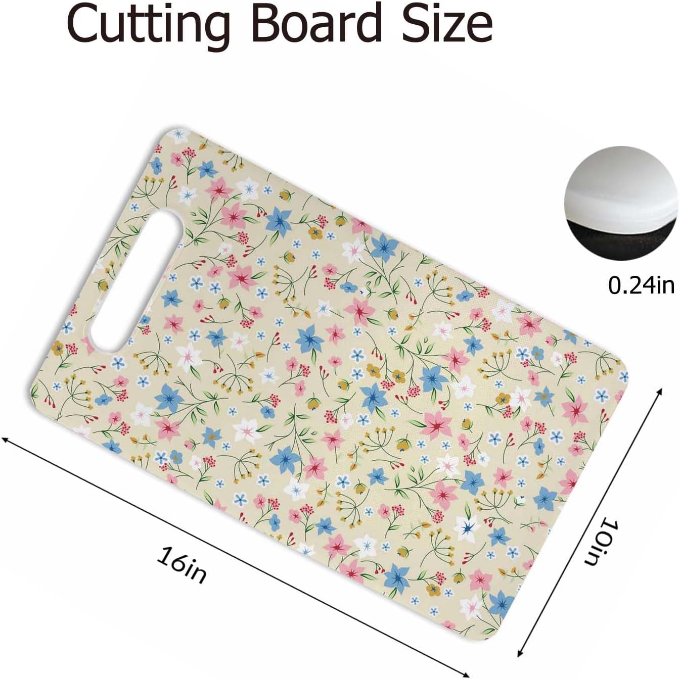 Coffee Set Cutting Board with Handles Coffee Maker Muffin Cup Flower Hot Drink Love Cutting Boards Plastic Safe Chopping Board for Kitchen 16" x 10" x 0.24"