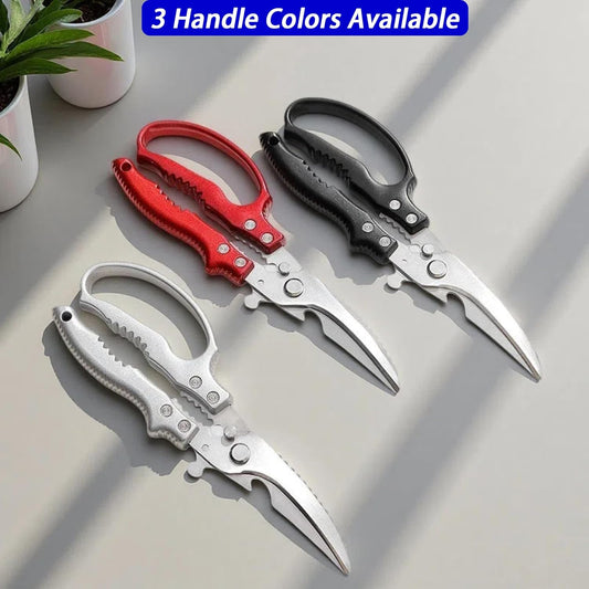 Heavy Duty Poultry Shears, Multi-functional Kitchen Scissors with Anti-slip Handle & Safety Lock, Spring-loaded Dishwasher Safe, Ideal Gift Choice (red)