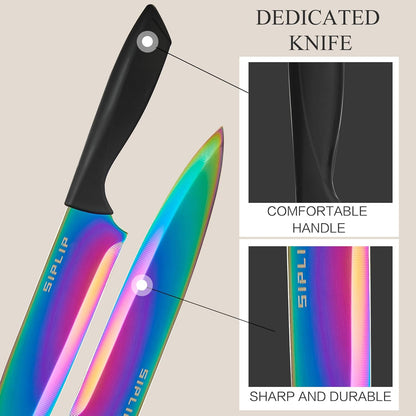 15-Piece High Carbon Stainless Steel Kitchen Knife Set with Magnetic Holder - Includes Chef's, Bread, Serrated Steak Knives and Sharpener