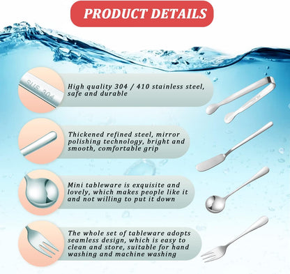 Cheese Butter Spreader Knife Set Charcuterie Accessories 16 Pieces Charcuterie Board Utensils Stainless Steel Spreader Knives Mini Serving Tongs Spoons and Forks for Jam Appetizers Pastry