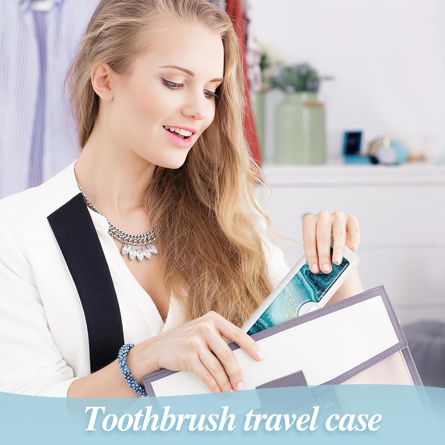 Toothbrush Travel Case - Colorful Pattern, Holder and Covers for Toothbrushes, Includes Tongue Scraper Case