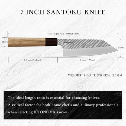 7 Inch Santoku Knife, 9-Layer VG10 High Carbon Steel Multipurpose Japanese Kitchen Knife, Sharp Steak Knife & Brisket Knife with Rosewood Handle for cutting meat for Home & Restaurant