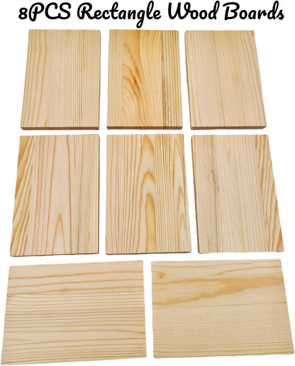 4PCS Rectangle Wood Boards Unfinished Wood Blocks for Crafting, 8x6x1in Blank Whittling Wooden Blocks for Wood Carving,Painting & Burning