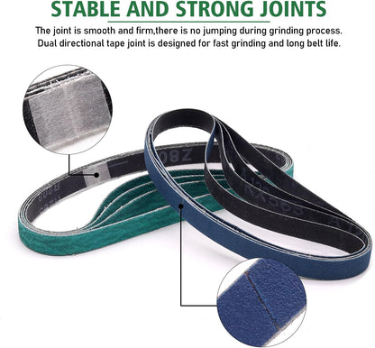 1 x 18 Inch Sanding Belts,Knife Sharpening Belt Kit Fits Work Sharp Blade Grinder Attachment of Ken Onion Edition Knife & Tool Sharpener,2 PCS Each of 120, 240, 400, 600,1000 2500 Grits,12-Pack